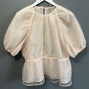 H&M Puff-Sleeve Top, Large, Pink